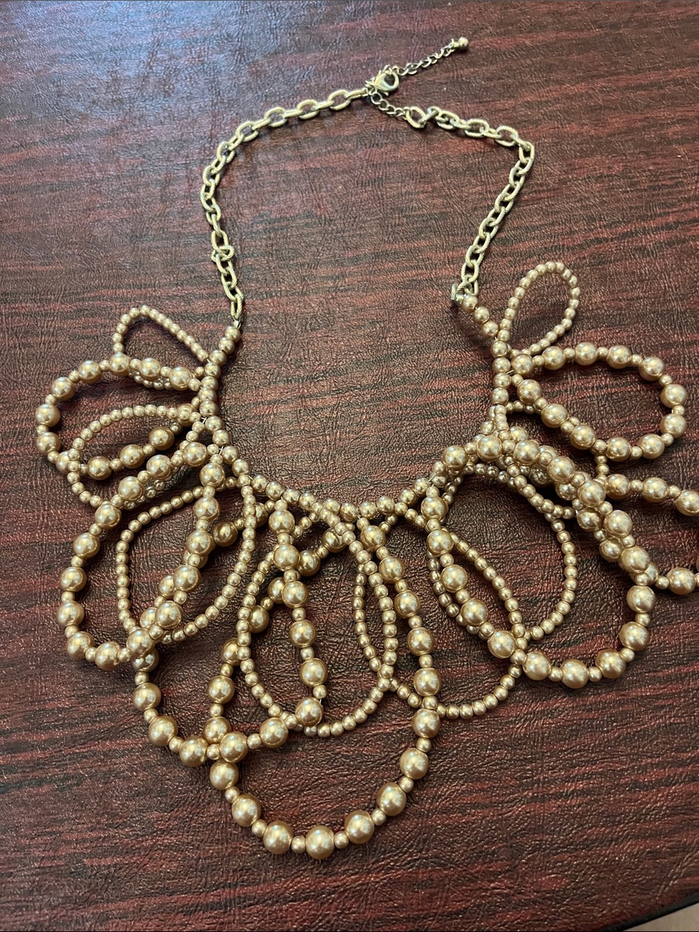 Vintage Gold-tone Beaded Statement Necklace - Women Jewelry